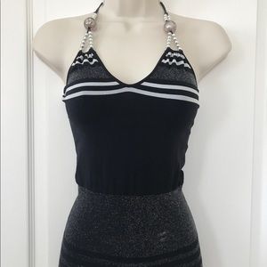Black striped halter